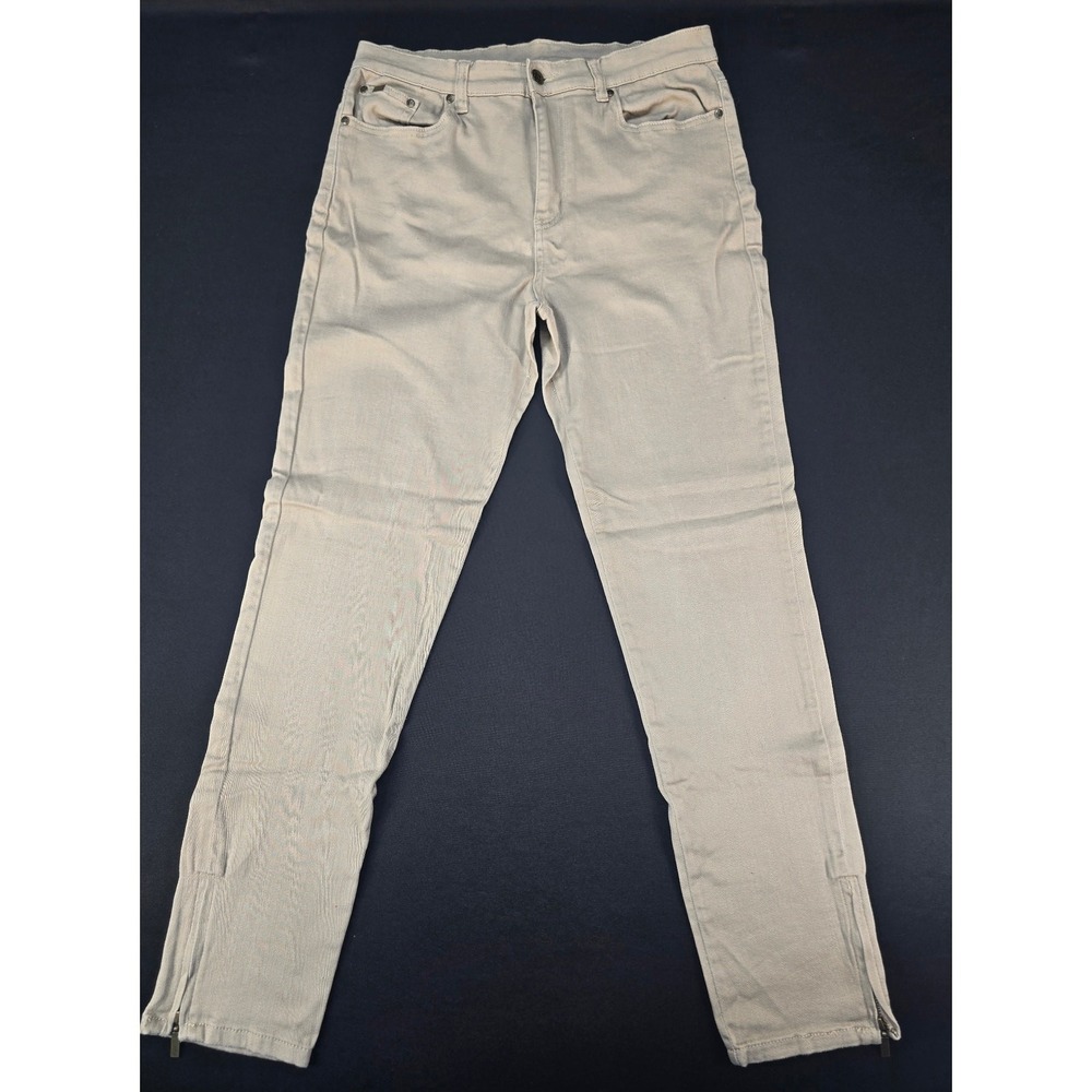 DG2 Diane Gilman Women's Size 8 Beige Ankle Zip Skinny Stretch Jeans Pants